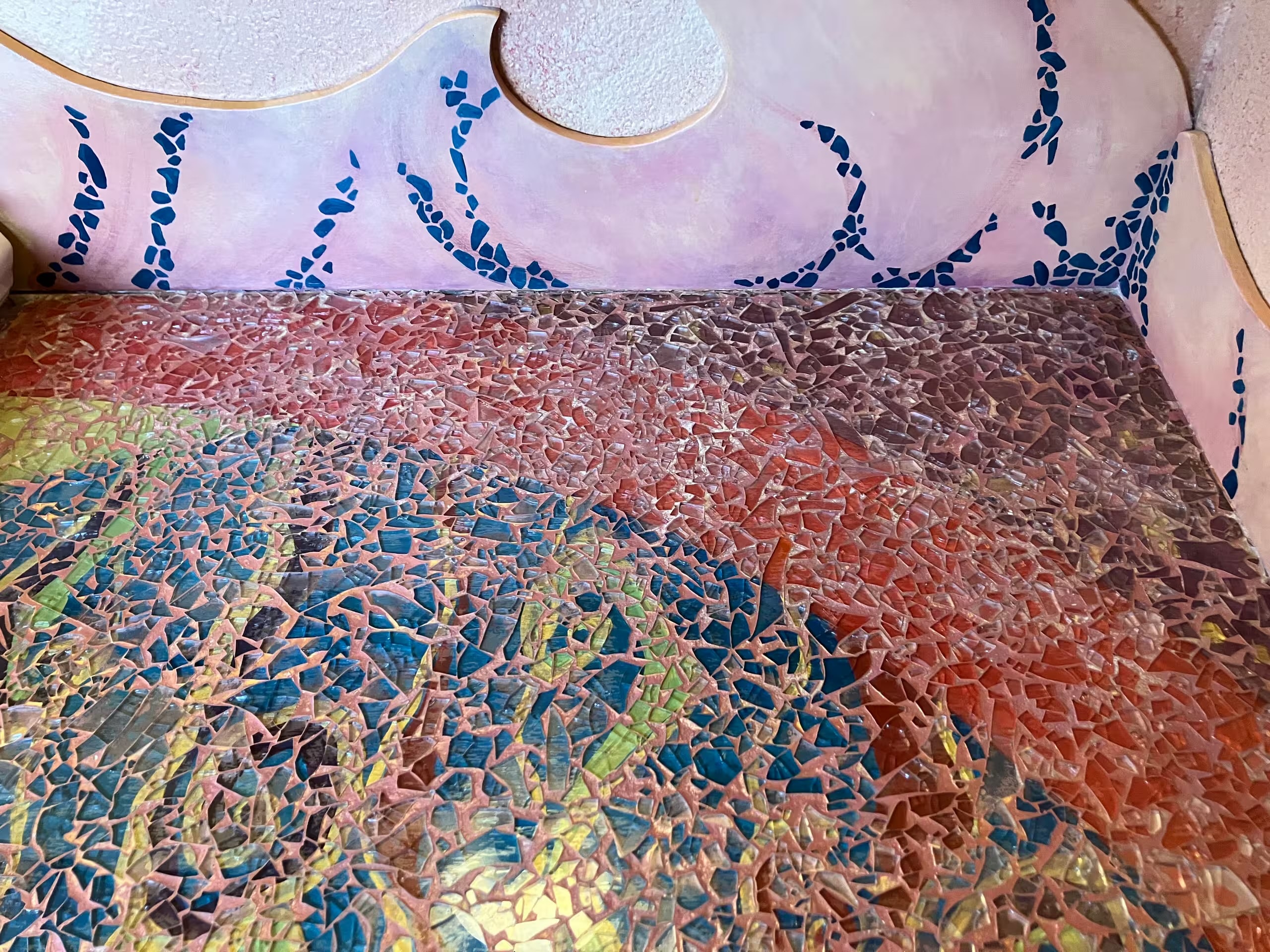 Hand-crafted mosaic tub surround